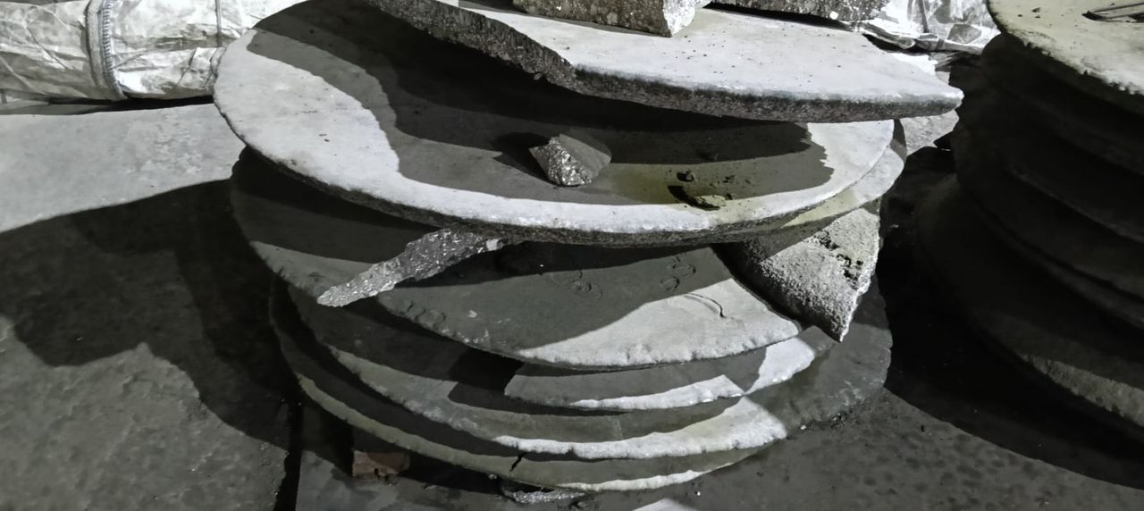 Ferro alloy briquettes stacked for dispatch